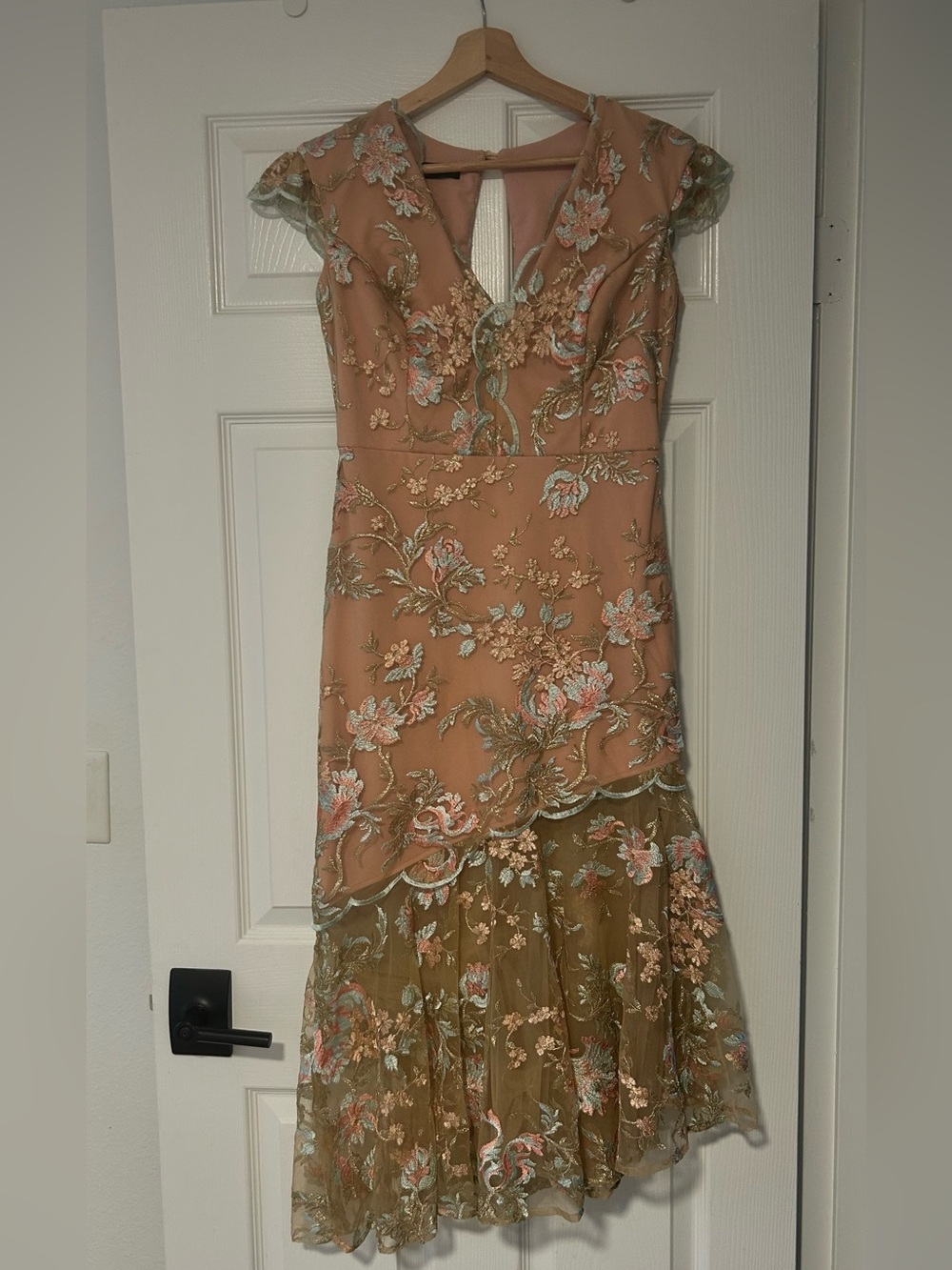 Midi Dress in Blush and Olive